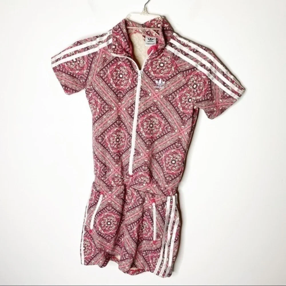 Adidas‎ Pink Stained Glass Print Zip Front Dress Size Medium